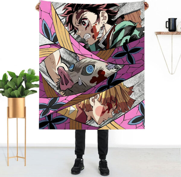 Plaid Demon Slayer Tanjiro Zenitsu Inosuke 1001 Couverture Plaid Polaire Plaid Canapé