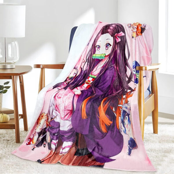 Plaid Demon Slayer Nezuko Kamado et tous les personnages 1004 Couverture Plaid Polaire Plaid Canapé – Image 2