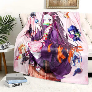 Plaid Demon Slayer Nezuko Kamado et tous les personnages 1004 Couverture Plaid Polaire Plaid Canapé