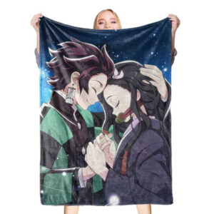 Plaid Demon Slayer frère et soeur Tanjiro et Nezuko Couverture Plaid Polaire Plaid Canapé