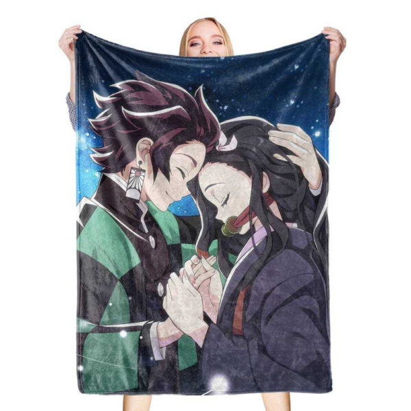 Plaid Demon Slayer frère et soeur Tanjiro et Nezuko Couverture Plaid Polaire Plaid Canapé