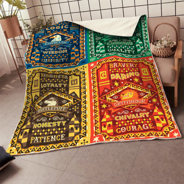Plaid Les Quatre Maisons de Poudlard Harry Potter Couverture Plaid Polaire Plaid Canapé – Image 2