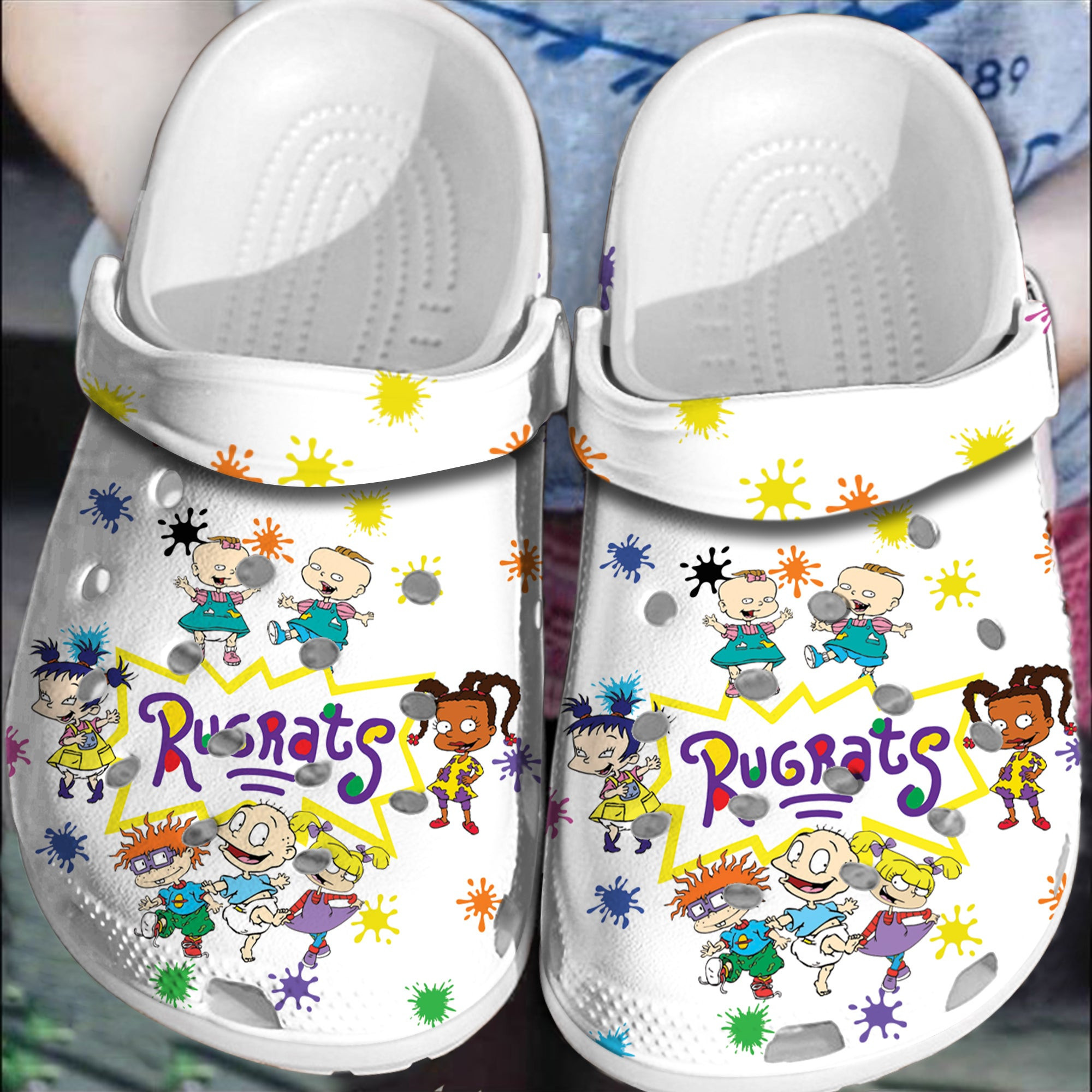 Sabots Rugrats Funny Crocs Crocband Clog Comfortable Water Shoes In White - Clog