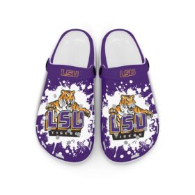 Sabots LSU Tigers Team Logo Crocband Clog Comfortable Water Shoes – Purple/Yellow