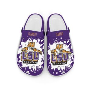 Sabots LSU Tigers Team Logo Crocband Clog Comfortable Water Shoes - Purple/Yellow
