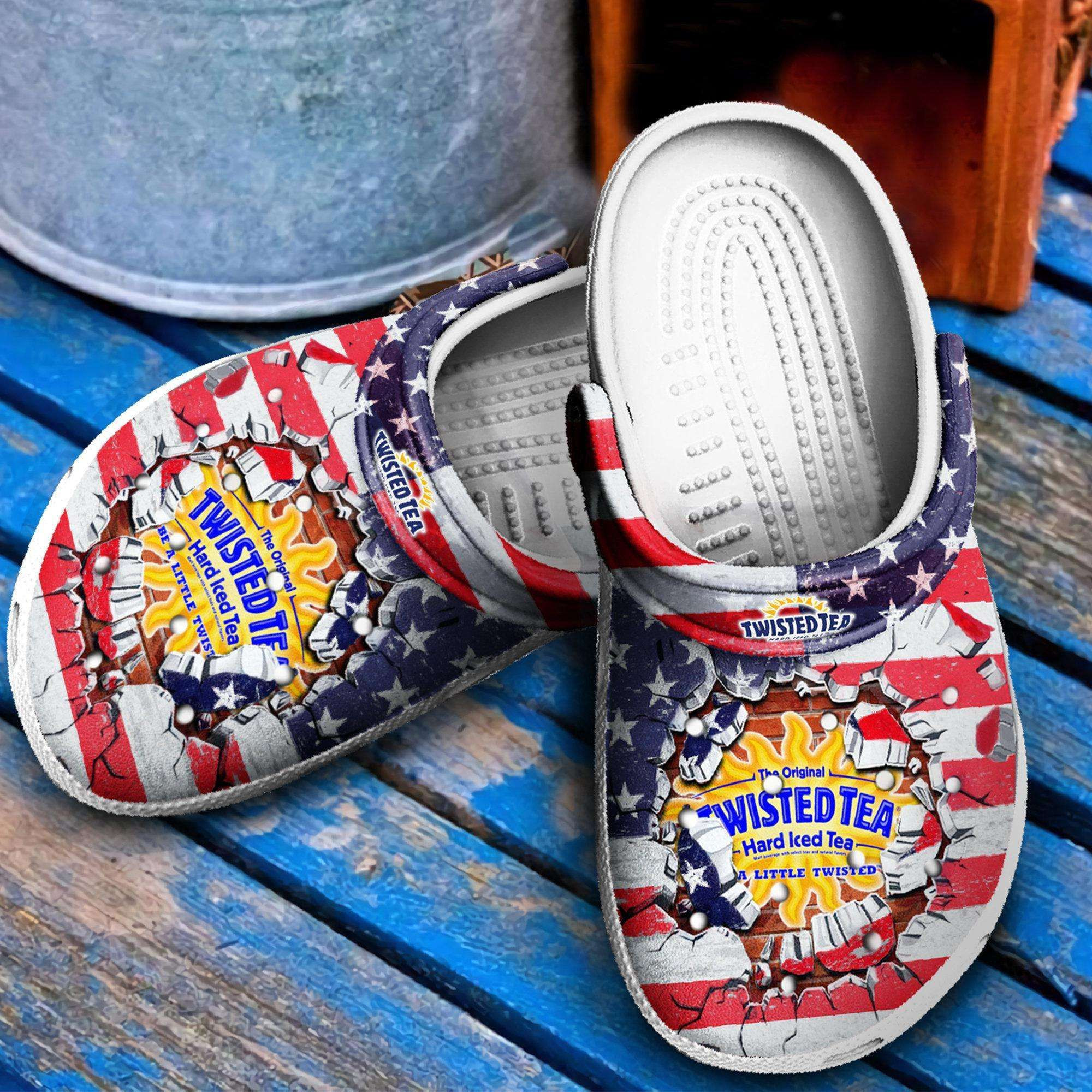 Sabots Twisted Tea US Flag Crocs Crocband Clog Comfortable Water Shoes - Clog