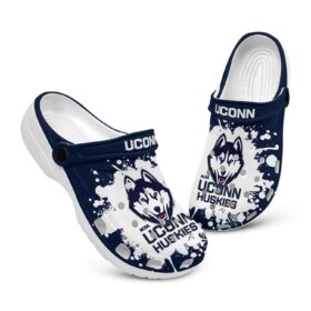 Sabots UConn Huskies Team Logo Crocband Clog Comfortable Water Shoes – White/Navy