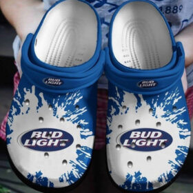 Sabots Bud Light Logo Splatter Pattern Crocs Classic Clogs Shoes In Blue –  Clog
