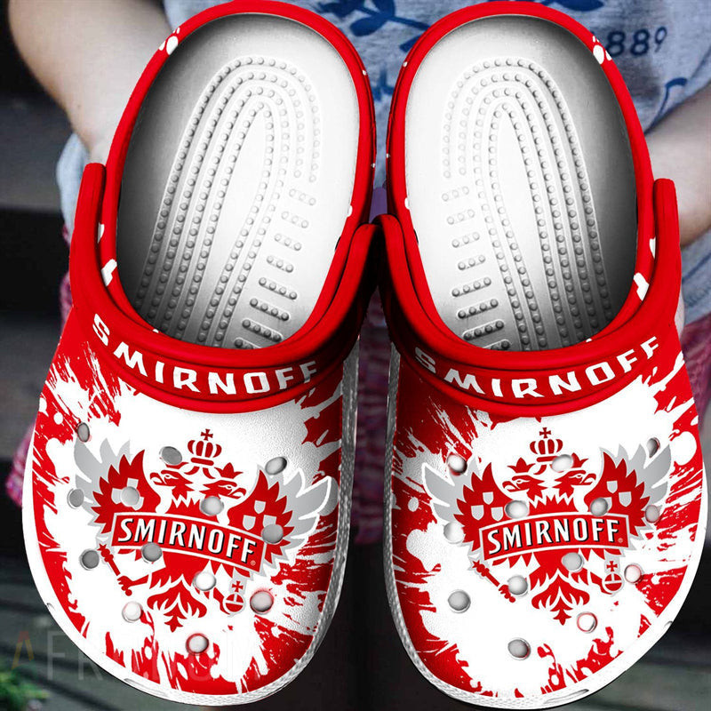 Sabots Smirnoff Vodka Logo Crocs Classic Clogs Shoes In Red White - Clog