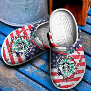 Sabots Starbucks American Flag Pattern Crocs Classic Clogs Shoes -  Clog