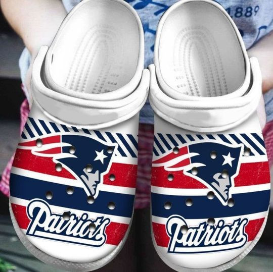 Sabots New England Patriots Logo Stripe Crocs Classic Clogs Shoes - Clog