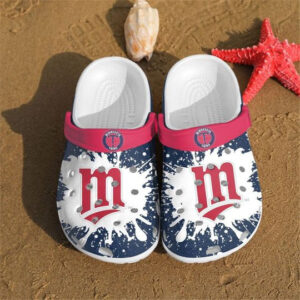Sabots Minnesota Twins Logo Splatter Pattern Crocs Classic Clogs Shoes In Red Blue -  Clog