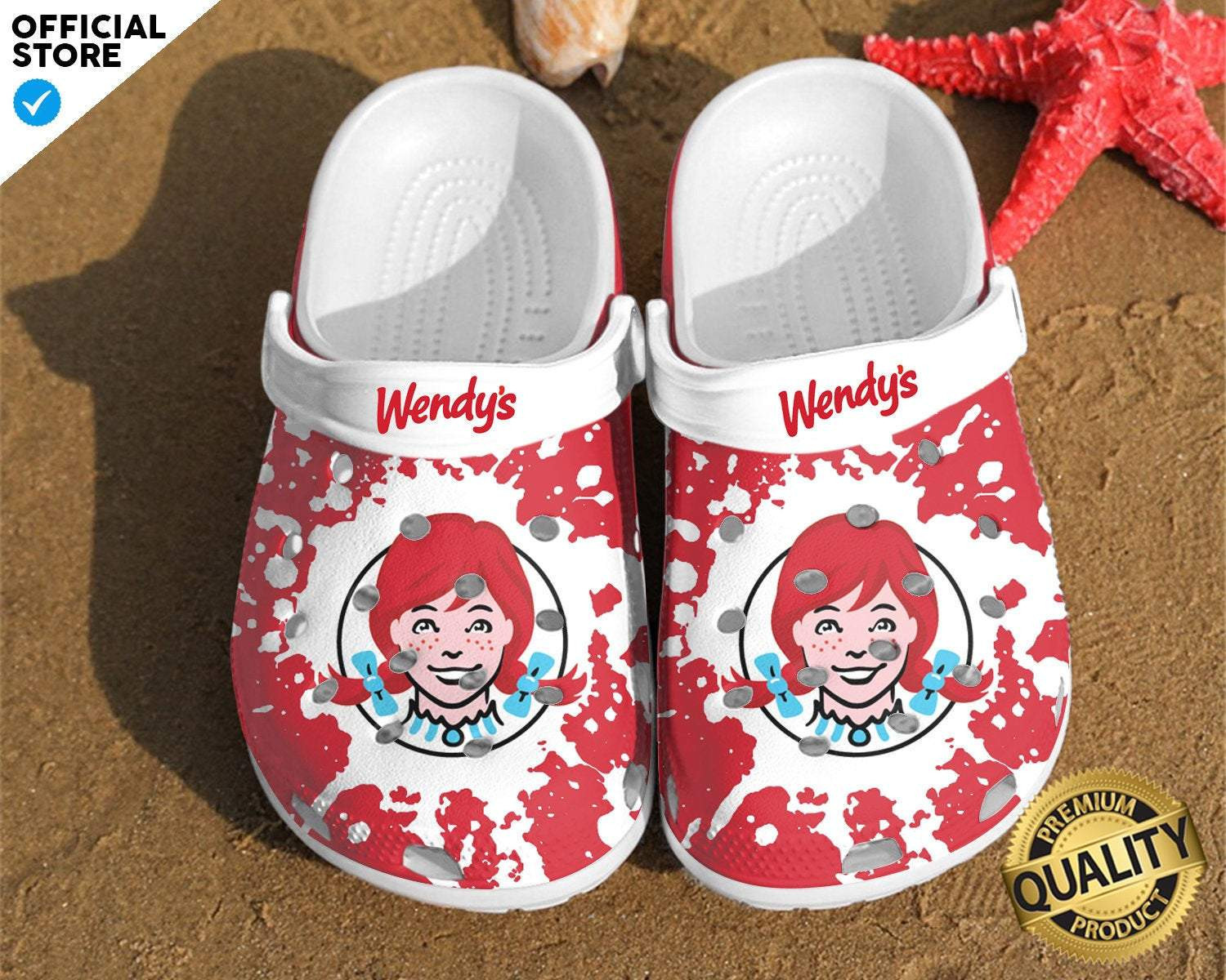 Sabots Wendy’s Crocs Crocband Clog Comfortable Water Shoes In Red And White - Clog