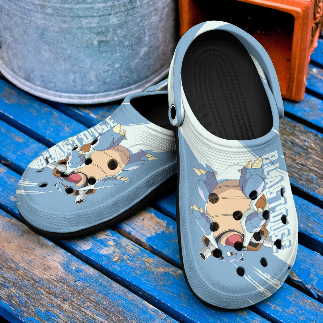 Sabots Blastoise Turtle Water Type Pokémon Cute Crocs Classic Clogs Shoes In Blue - Clog