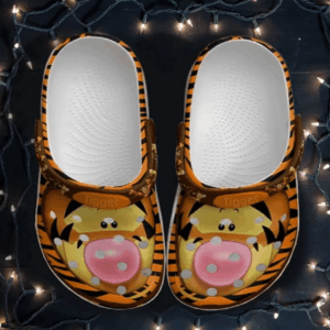 Sabots Winnie The Pooh Tigger Pattern Crocs Classic Clogs Shoes In Orange & Yellow -  Clog