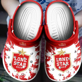 Sabots Lone Star Beer Logo Crocs Classic Clogs Shoes In Red White –  Clog