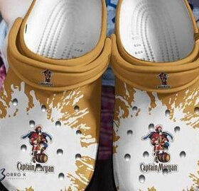 Sabots Captain Morgan Drum Pattern Crocs Classic Clogs Shoes In Brown & White –  Clog