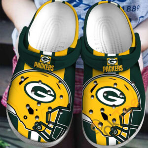 Sabots Green Bay Packers Logo Pattern Crocs Classic Clogs Shoes In Yellow & Green -  Clog