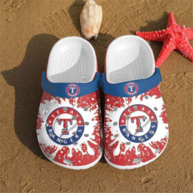 Sabots Texas Rangers Splatter Pattern Crocs Classic Clogs Shoes In Red Blue –  Clog
