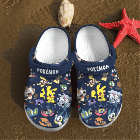 Sabots Pokemon Stickers Pattern Crocs Classic Clogs Shoes In Dark Blue –  Clog
