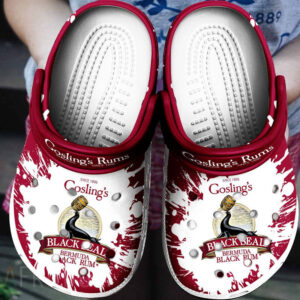 Sabots Gosling's Rum Logo Animal Pattern Crocs Classic Clogs Shoes In Red & White -  Clog