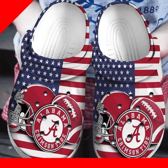 Sabots Alabama Crimson Tide American Flag Crocs Classic Clogs Shoes - Clog