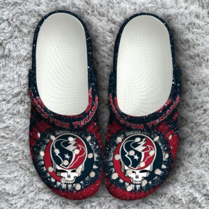 Sabots Houston Texans Logo Pattern Crocs Classic Clogs Shoes In Dark Blue & Red -  Clog