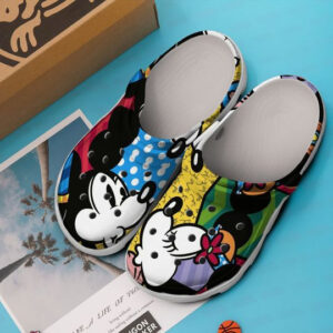 Sabots Mickey Mouse Flower Pattern Crocs Classic Clogs Shoes In Blue & Yellow -  Clog