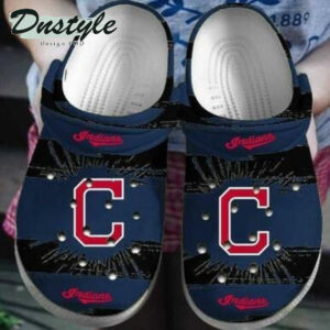 Sabots Cleveland Indians Logo Pattern Crocs Classic Clogs Shoes In Blue & Black -  Clog
