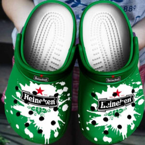 Sabots Heineken Beer Logo Splatter Pattern Crocs Classic Clogs Shoes In Green -  Clog