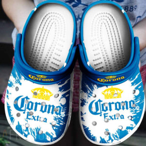 Sabots Corona Extra Logo Crown Pattern Crocs Classic Clogs Shoes In Blue & White -  Clog