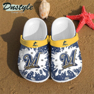 Sabots Milwaukee Brewers Logo Pattern Crocs Classic Clogs Shoes In Blue & White -  Clog