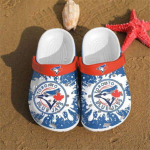 Sabots Toronto Blue Jays Splatter Pattern Crocs Classic Clogs Shoes In Blue -  Clog