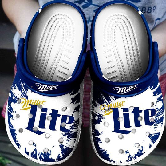 Sabots Miller Lite Logo Splatter Pattern Crocs Classic Clogs Shoes In Blue - Clog
