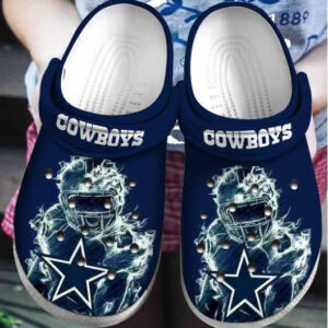 Sabots Dallas Cowboys Robot & Star Pattern Crocs Classic Clogs Shoes In Dark Blue -  Clog