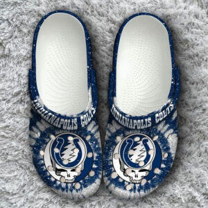 Sabots Indianapolis Colts Logo Grateful Dead Crocs Classic Clogs Shoes In Tie Dye Blue -  Clog
