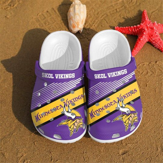 Sabots Minnesota Vikings Logo Crocs Classic Clogs Shoes In Purple - Clog