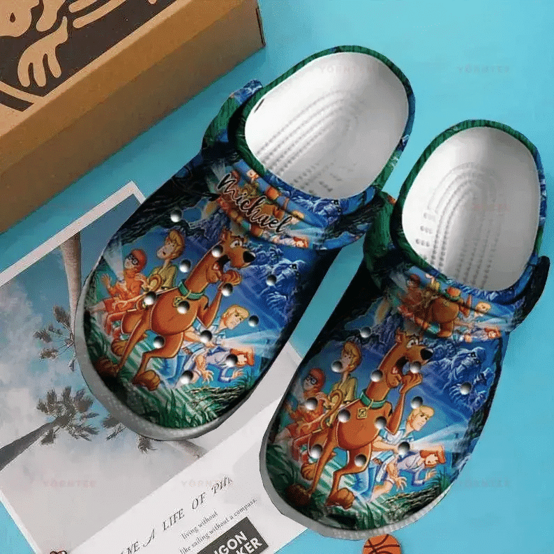 Sabots Scooby Doo Cartoon Pattern Crocs Classic Clogs Shoes In Orange & Blue - Clog