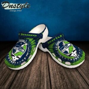 Sabots Seattle Seahawks Skull Pattern Crocs Classic Clogs Shoes In Blue & Green -  Clog