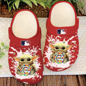 Sabots Chicago Cubs Baby Yoda Pattern Crocs Classic Clogs Shoes In Red & White -  Clog