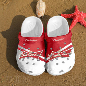Sabots Budweiser Logo Pattern Crocs Classic Clogs Shoes In Red & White –  Clog