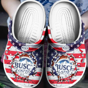 Sabots Busch Latte Logo Amercan Flag Breaking Pattern Crocs Classic Clogs Shoes -  Clog
