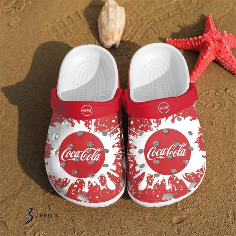 Sabots CocaCola Busch Light Pattern Crocs Classic Clogs Shoes In Red & White - Clog