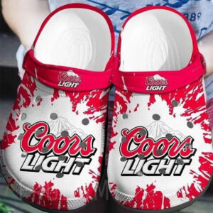 Sabots Coors Light Logo Pattern Crocs Classic Clogs Shoes In Red & White -  Clog