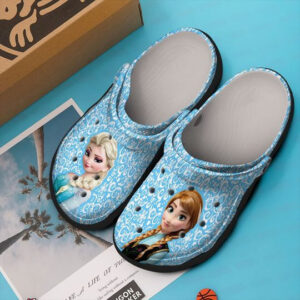 Sabots Disney Frozen Elsa W Floral Pattern Crocs Classic Clogs Shoes In Blue -  Clog