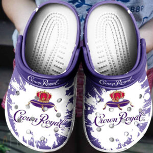 Sabots Crown Royal Logo Pattern Crocs Classic Clogs Shoes In Purple & White -  Clog