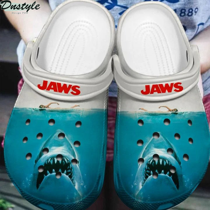 Sabots Jaws Shark & Swimming Pattern Crocs Classic Clogs Shoes In White & Blue - Clog