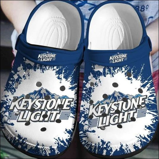 Sabots Keystone Light Logo Pattern Crocs Classic Clogs Shoes In Blue & White - Clog