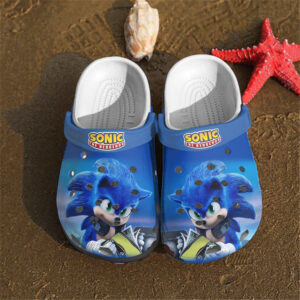 Sabots Sonic Cartoon Reading Book Pattern Crocs Classic Clogs Shoes In Blue -  Clog