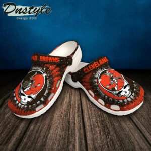 Sabots Cleveland Browns Skull Pattern Crocs Classic Clogs Shoes In Brown & Orange -  Clog